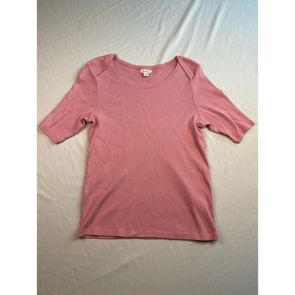 Sundance Pink Short Sleeved Blouse Ruffled Textured Salmon Tight Fitted Women XL